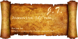 Joanovits Tünde névjegykártya